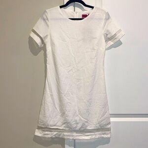 White Animal Print Woven Shift Dress, US4